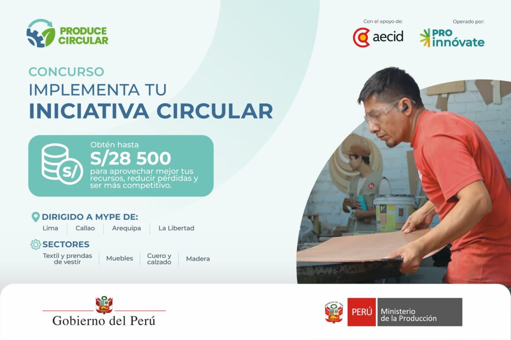 Concurso «Implementa tu Iniciativa Circular»: PRODUCE y AECID cofinancian proyectos para mype manufactureras